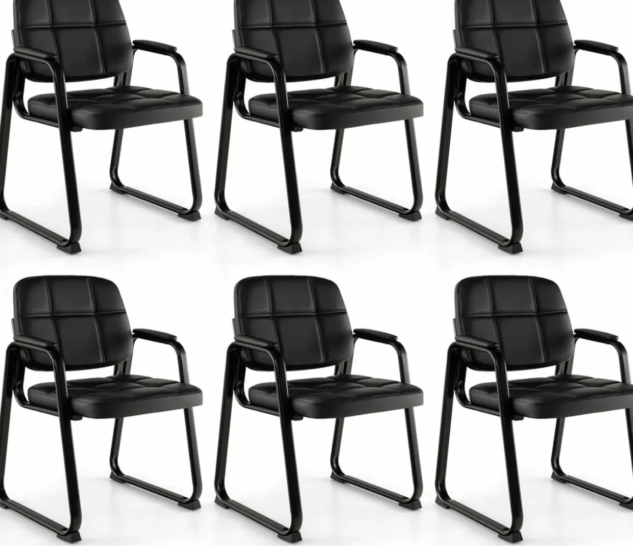 Tangkula Waiting Room Guest Chair, Upholstered Conference Chair with Armrest & Ergonomic Backrest