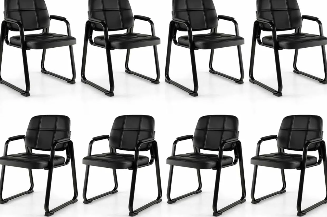 Tangkula Waiting Room Guest Chair, Upholstered Conference Chair with Armrest & Ergonomic Backrest