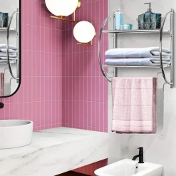 Tangkula Wall Mount 2 Tier Bathroom Shelf with Towel Bars, 18
