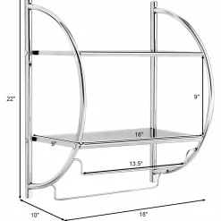 Tangkula Wall Mount 2 Tier Bathroom Shelf with Towel Bars, 18