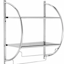 Tangkula Wall Mount 2 Tier Bathroom Shelf with Towel Bars, 18