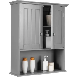 Tangkula Wall Mount Bathroom Cabinet Wooden