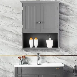Tangkula Wall Mount Bathroom Cabinet Wooden