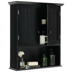 Tangkula Wall Mount Bathroom Cabinet Wooden