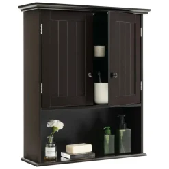 Tangkula Wall Mount Bathroom Cabinet Wooden