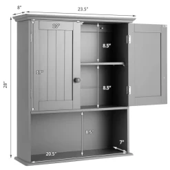 Tangkula Wall Mount Bathroom Cabinet Wooden