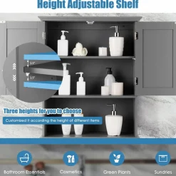 Tangkula Wall Mount Bathroom Cabinet Wooden