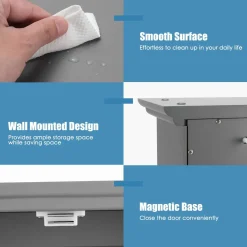 Tangkula Wall Mount Bathroom Cabinet Wooden