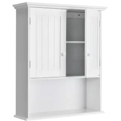 Tangkula Wall Mount Bathroom Cabinet Wooden