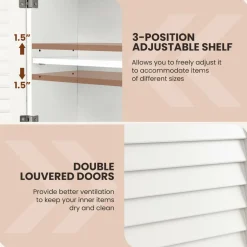 Tangkula Wall Mounted Bathroom Cabinet with Open Shelf & Bar