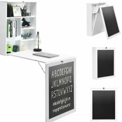 Tangkula Wall Mounted Desk, Floating Desk with Chalkboard