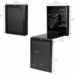 Tangkula Wall Mounted Desk, Floating Desk with Chalkboard, Space Saving Fold Up Desk