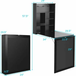 Tangkula Wall Mounted Desk, Floating Desk with Chalkboard
