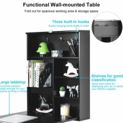 Tangkula Wall Mounted Desk, Floating Desk with Chalkboard