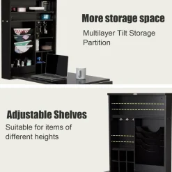 Tangkula Wall Mounted Desk, Floating Desk with Chalkboard, Space Saving Fold Up Desk