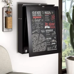 Tangkula Wall Mounted Desk, Floating Desk with Chalkboard, Space Saving Fold Up Desk