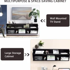 Tangkula Wall Mounted Media Console, Floating TV Stand Cabinet