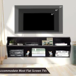 Tangkula Wall Mounted Media Console, Floating TV Stand Cabinet