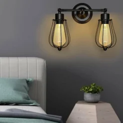 Tangkula Wall Sconce Wall Light Fixture Black Matal Industrial Vintage Rustic Retro Style