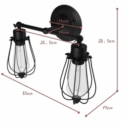 Tangkula Wall Sconce Wall Light Fixture Black Matal Industrial Vintage Rustic Retro Style