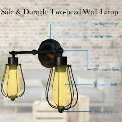 Tangkula Wall Sconce Wall Light Fixture Black Matal Industrial Vintage Rustic Retro Style