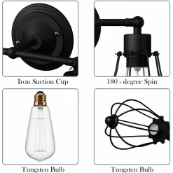 Tangkula Wall Sconce Wall Light Fixture Black Matal Industrial Vintage Rustic Retro Style