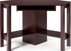 Tangkula White Corner Desk, Corner Computer Desk with Smooth Keyboard Tray for Small Space