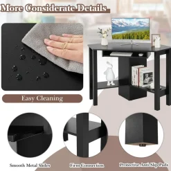 Tangkula White Corner Desk, Corner Computer Desk with Smooth Keyboard Tray for Small Space