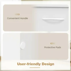 Tangkula White Desk with Drawer, Modern Computer Desk with Adjustable Shelf & Cable Hole, Wooden Computer Workstation for Home or Office