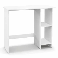 Tangkula White Desk with Storage Shelves, Modern Small Writing Desk with Adjustable Shelf (White)