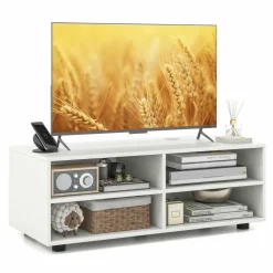 Tangkula White TV Stand for TV up to 40 Inch