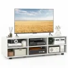 Tangkula White TV Stand for TVs up to 50”, Modern Media Entertainment Center with 3 Adjustable Shelves and Cable Management Hole