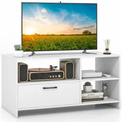 Tangkula White TV Stand for TVs up to 50”