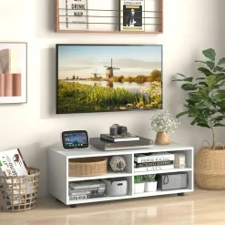 Tangkula White TV Stand for TV up to 40 Inch