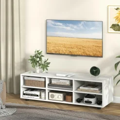 Tangkula White TV Stand for TVs up to 50”, Modern Media Entertainment Center with 3 Adjustable Shelves and Cable Management Hole