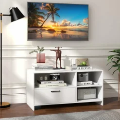 Tangkula White TV Stand for TVs up to 50”