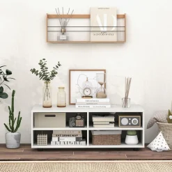 Tangkula White TV Stand for TV up to 40 Inch