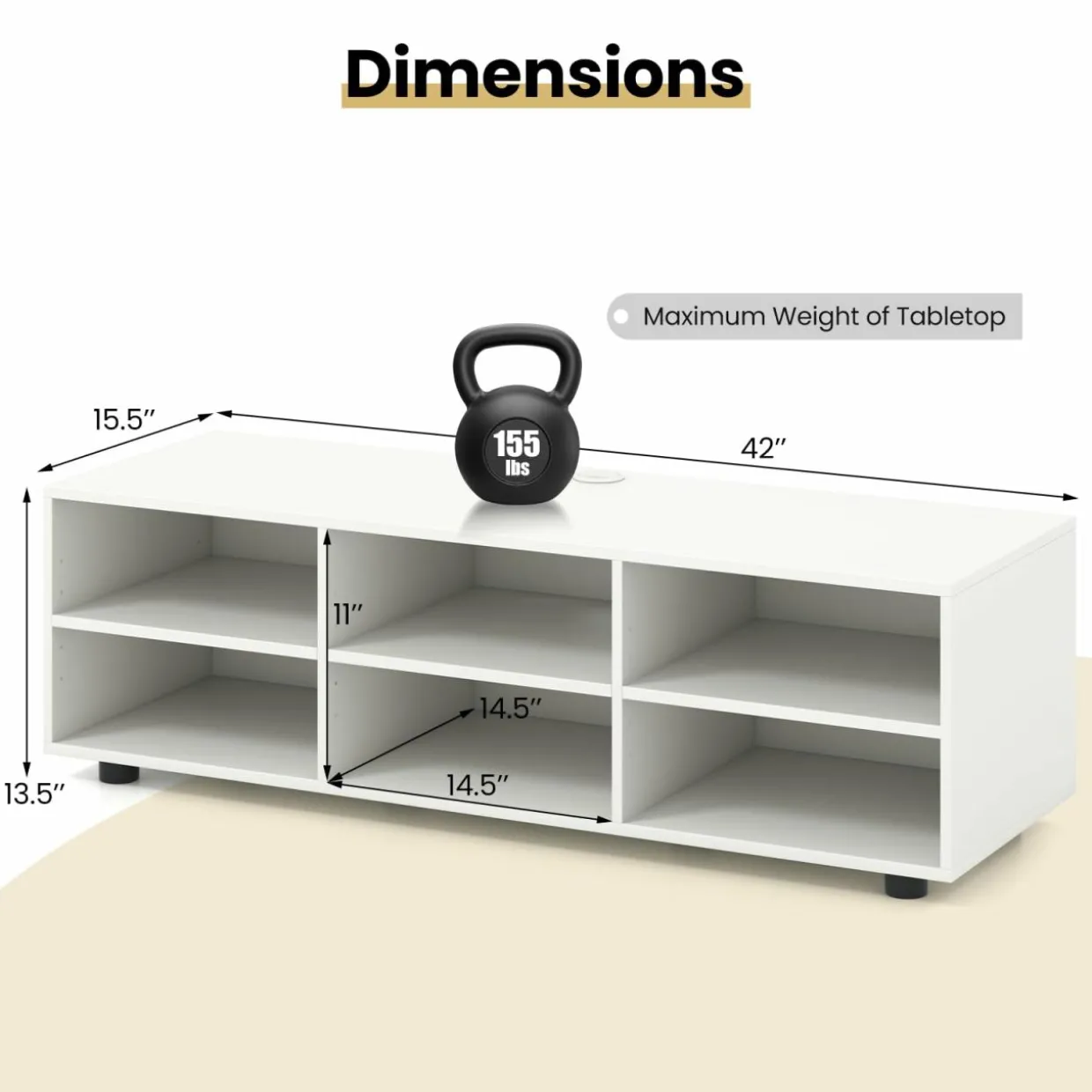 Tangkula White TV Stand for TVs up to 50”, Modern Media Entertainment Center with 3 Adjustable Shelves and Cable Management Hole