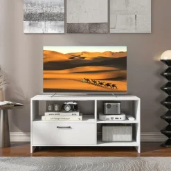 Tangkula White TV Stand for TVs up to 50”