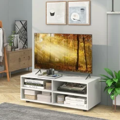 Tangkula White TV Stand for TV up to 40 Inch