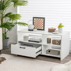 Tangkula White TV Stand for TVs up to 50”
