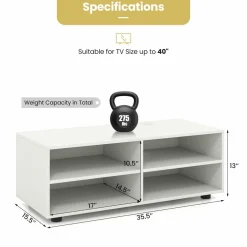 Tangkula White TV Stand for TV up to 40 Inch