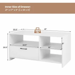 Tangkula White TV Stand for TVs up to 50”