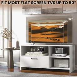 Tangkula White TV Stand for TVs up to 50”