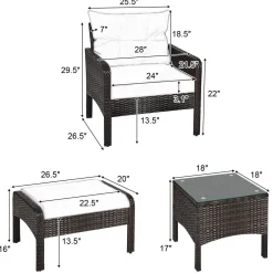 Tangkula Wicker Furniture Set 5 Pieces PE Wicker Rattan Outdoor All Weather Cushioned Sofas and Ottoman Set