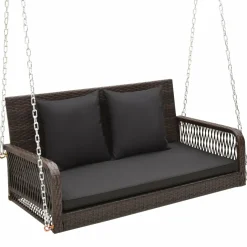Tangkula Wicker Outdoor Porch Swing, 800 LBS Capacity