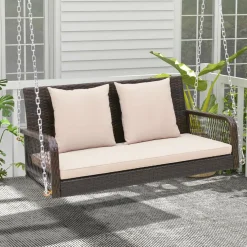Tangkula Wicker Outdoor Porch Swing, 800 LBS Capacity