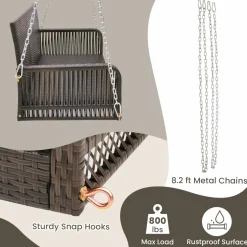 Tangkula Wicker Outdoor Porch Swing, 800 LBS Capacity