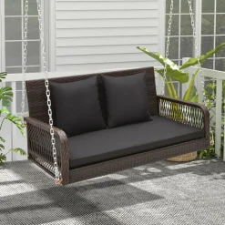 Tangkula Wicker Outdoor Porch Swing, 800 LBS Capacity