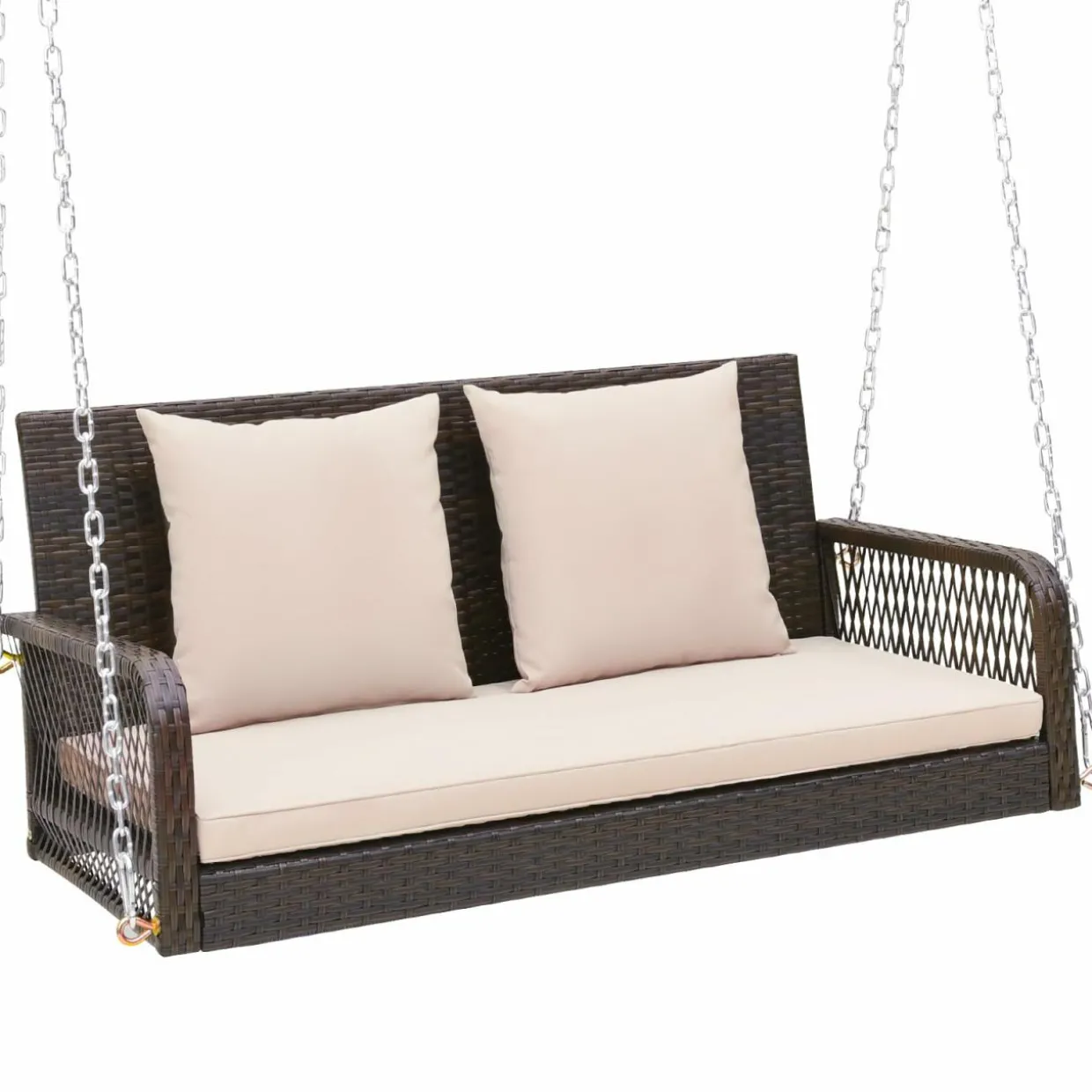 Tangkula Wicker Outdoor Porch Swing, 800 LBS Capacity